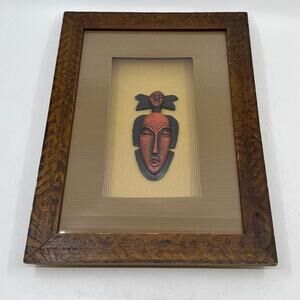 Vintage Framed Baule Mblo Portrait Mask with Wings